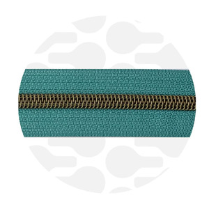 seaspray Teal-Brass Nylon Coil Zipper