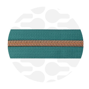 seaspray Teal-RoseGold Nylon Coil Zipper