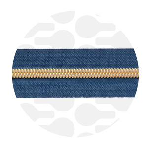 Stormy Blue-Gold Nylon Coil Zipper