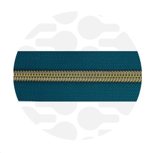 Nordic Teal - Gold Nylon Coil Zipper