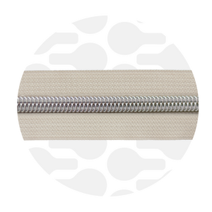 Zipper nylon coil off white silver