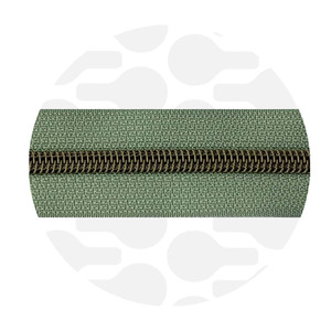 Zipper nylon coil Willow Green Brass