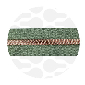 Zipper nylon coil Willow Green Rose Gold