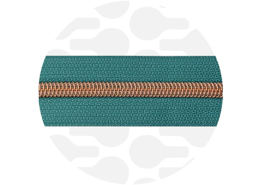 seaspray Teal-RoseGold Nylon Coil Zipper
