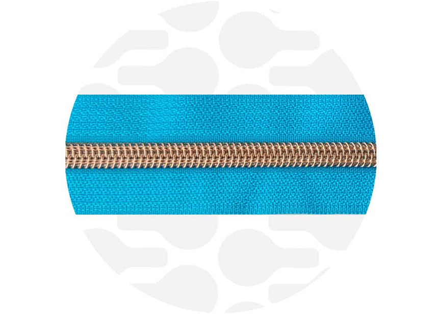 Aqua-RoseGold Nylon Coil Zipper