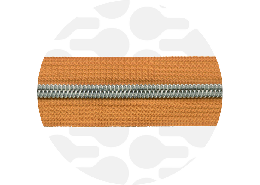 Zipper nylon coil Burned orange silver