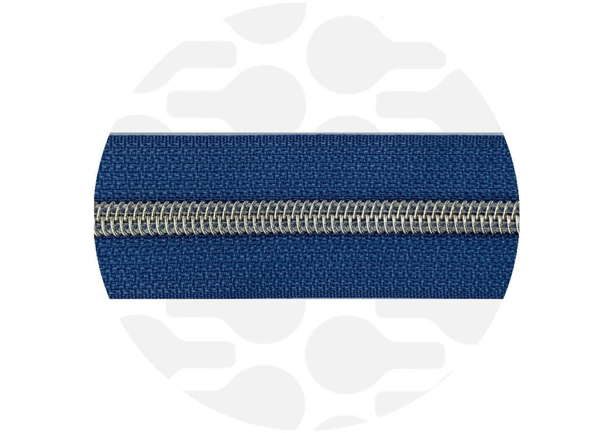 Stormy Blue-Silver Nylon Coil Zipper