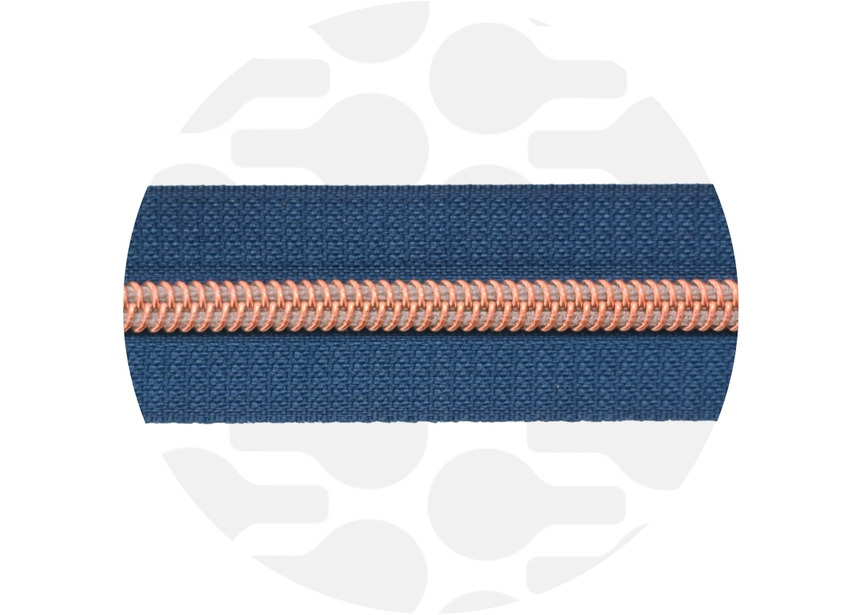 Stormy Blue-Rose Gold Nylon Coil Zipper