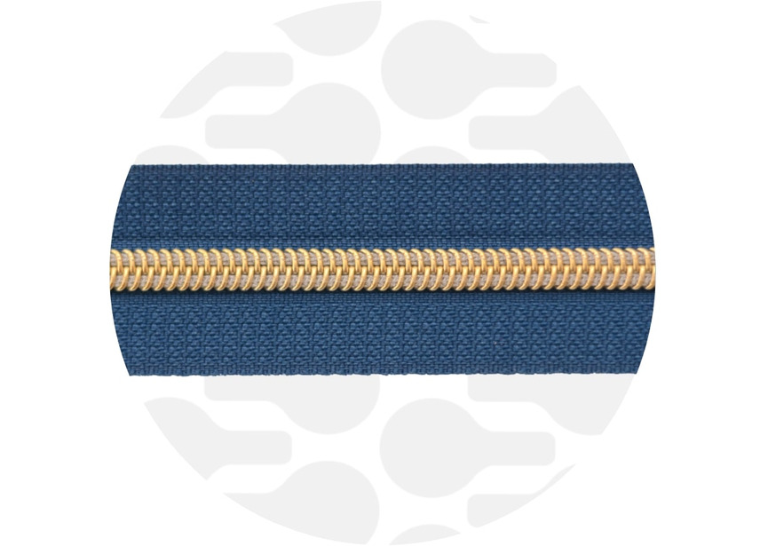 Stormy Blue-Gold Nylon Coil Zipper