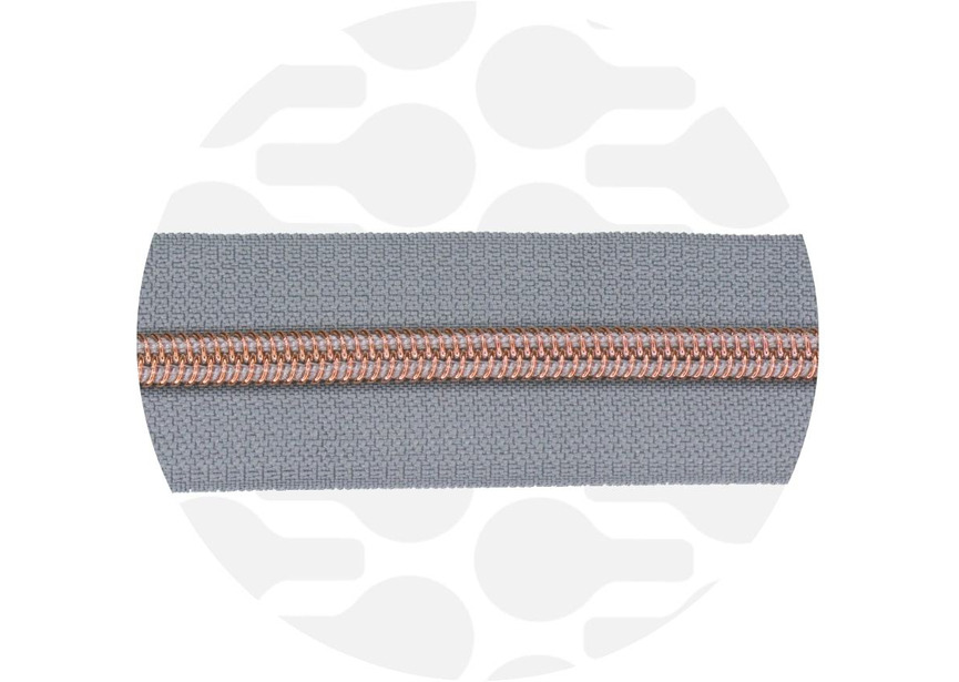 Zipper nylon coil Stone grey Rose gold