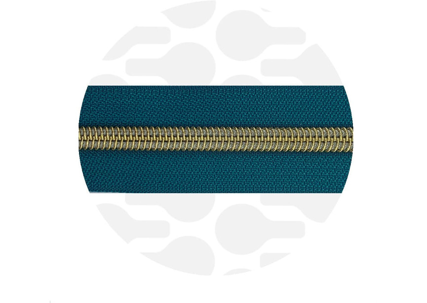 Nordic Teal - Gold Nylon Coil Zipper