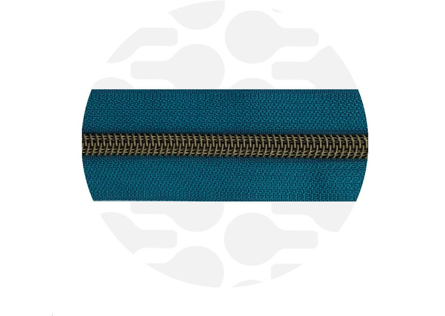 Nordic Teal - Bronze Nylon Coil Zipper