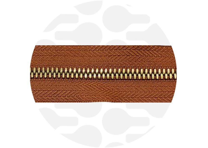 cognac-brass-metal zipper