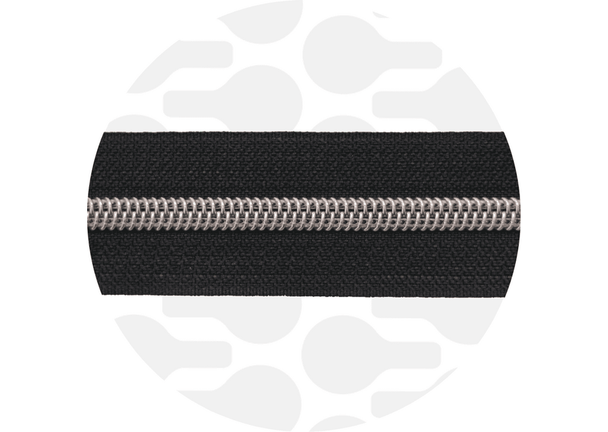 Zipper nylon coil Black silver