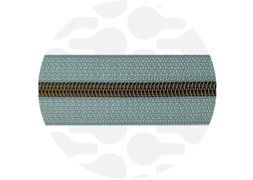 Smokey Mint - Antique Brass Nylon Coil Zipper