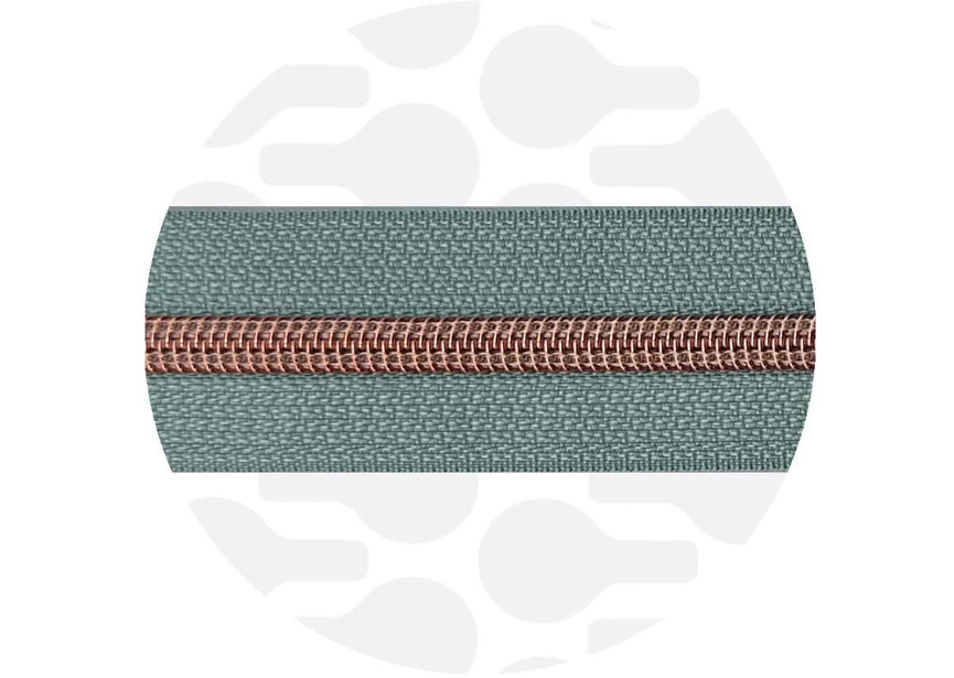 Smokey Mint - Rose Gold Nylon Coil Zipper