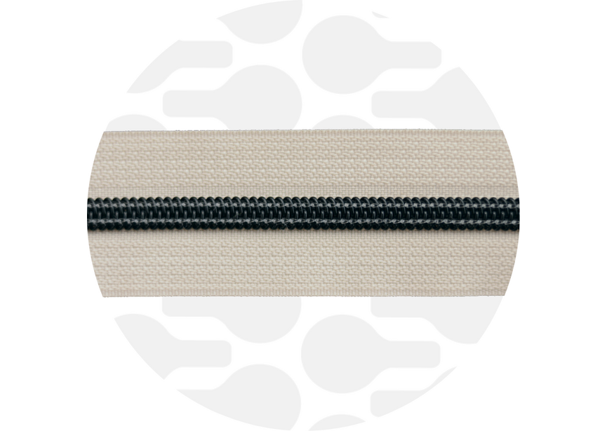 Zipper nylon coil off white black