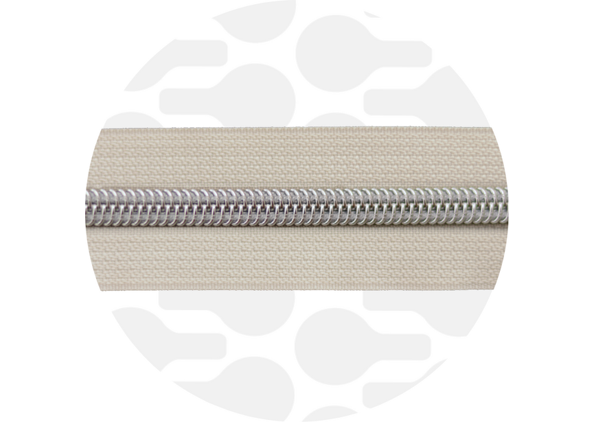 Zipper nylon coil off white silver