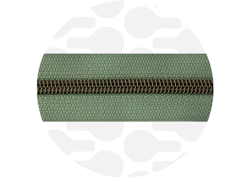 Zipper nylon coil Willow Green Brass