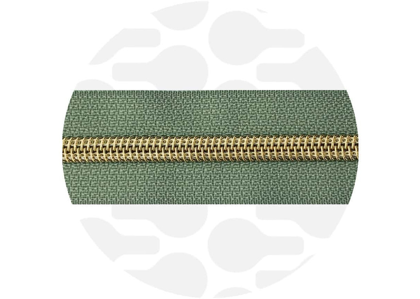 Zipper nylon coil Willow Green Gold