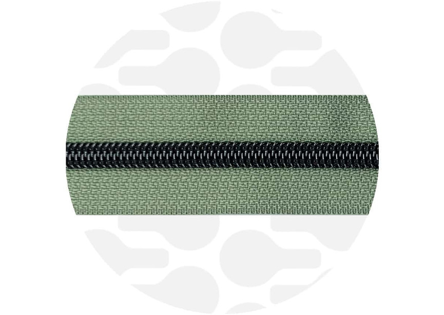 Zipper nylon coil Willow Green Gunmetal