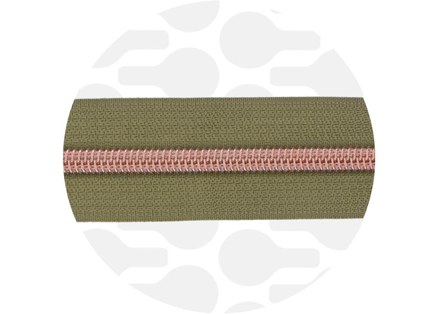 Mossy Green-Rose gold Nylon Coil Zipper